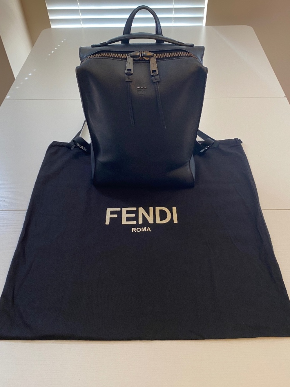 Fendi Roma Unisex Backpack Black Leather Large (Rare)